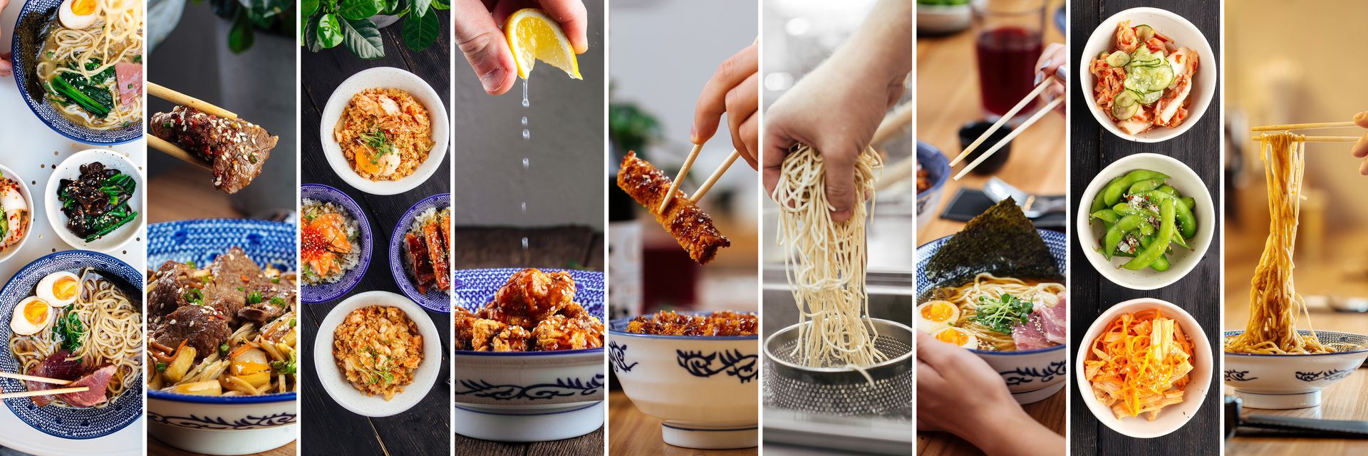 Montage photos de plats asiatiques variés