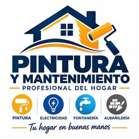 Logotipo con una casa azul, una llave inglesa naranja y herramientas cruzadas. El texto dice 