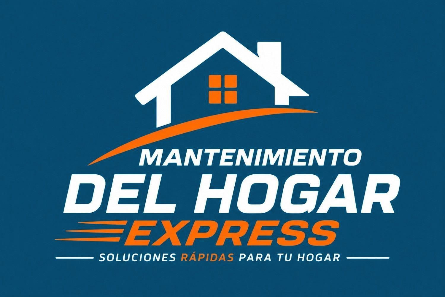 Logotipo: Llave inglesa naranja, llave inglesa y destornillador azules, casa azul, 