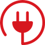 Rotes Steckersymbol in einem roten Kreis