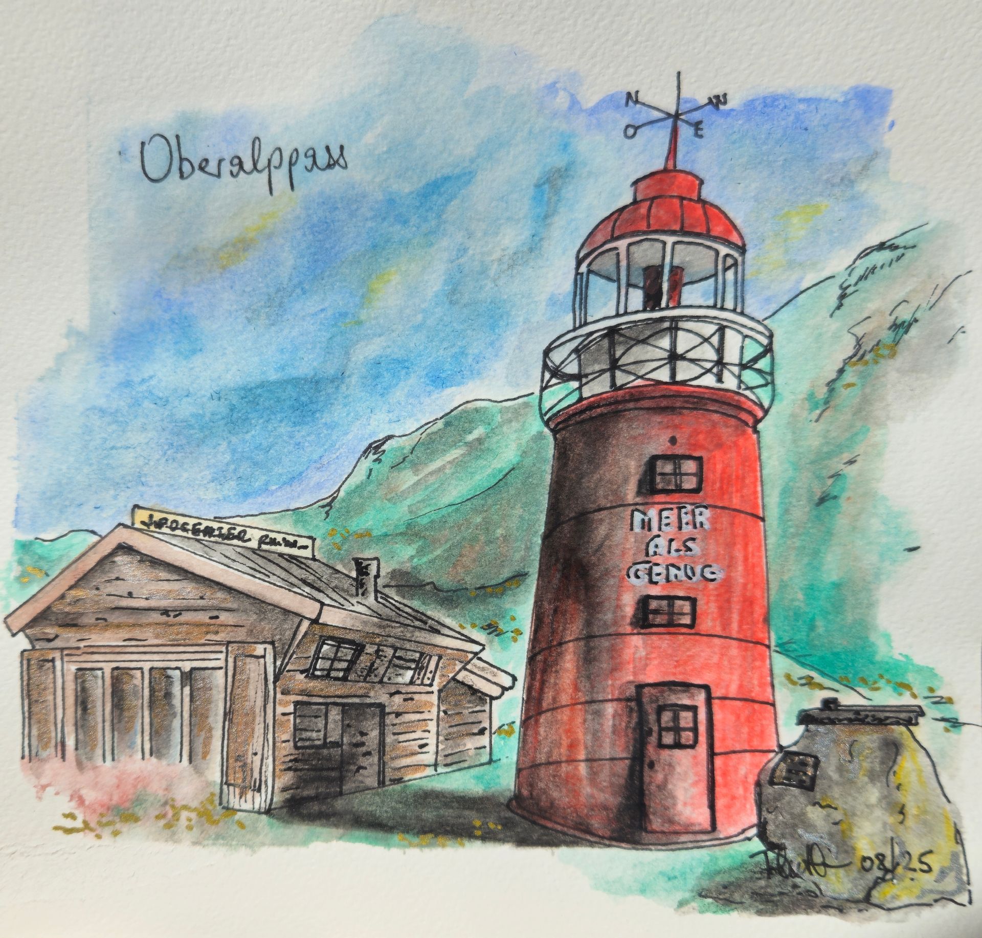 aquarelle paysage typique suisse