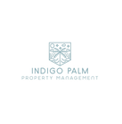 Indigo Palm Property Management logo with palm tree shield icon in teal-gray