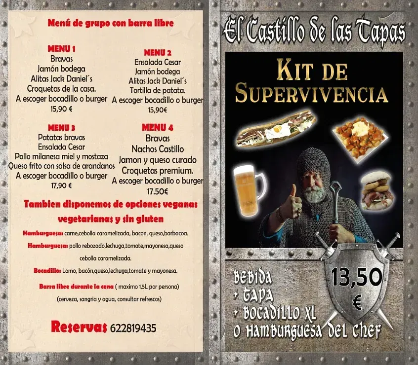 Menú y kit de supervivencia para el restaurante 