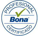 Un logotipo certificado por Bona Professional con una marca de verificación verde.