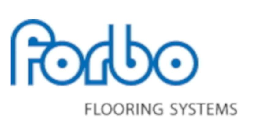 Un logotipo azul y blanco para los sistemas de suelos Forbo.