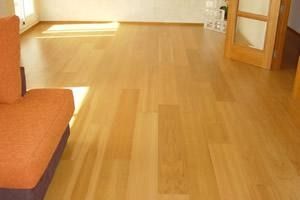 Una sala de estar con suelo de madera y un sofá.