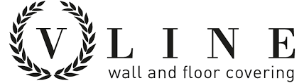 El logotipo de Vline para revestimiento de paredes y pisos tiene una corona de laurel.