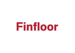 Un logotipo rojo y blanco para finfloor sobre un fondo blanco.