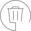 Papierkorbsymbol in einem grauen Kreis.