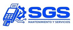 Blue SGS logo with a phone and gear icon, plus the text "Mantenimiento y Servicios"
