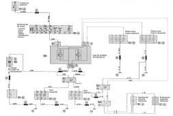 Un dibujo en blanco y negro de un diagrama de circuito sobre un fondo blanco.