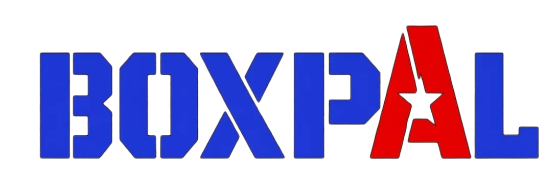 La palabra "BOXPAL" en letras may&uacute;sculas azules, con la letra "A" en rojo que tiene una estrella blanca en su interior.