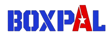 La palabra "BOXPAL" en letras may&uacute;sculas azules, con la letra "A" en rojo que tiene una estrella blanca en su interior.