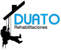 Un logotipo para una empresa llamada Duato Rehabilitaciones.