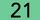 Le chiffre 21 noir sur fond vert clair.