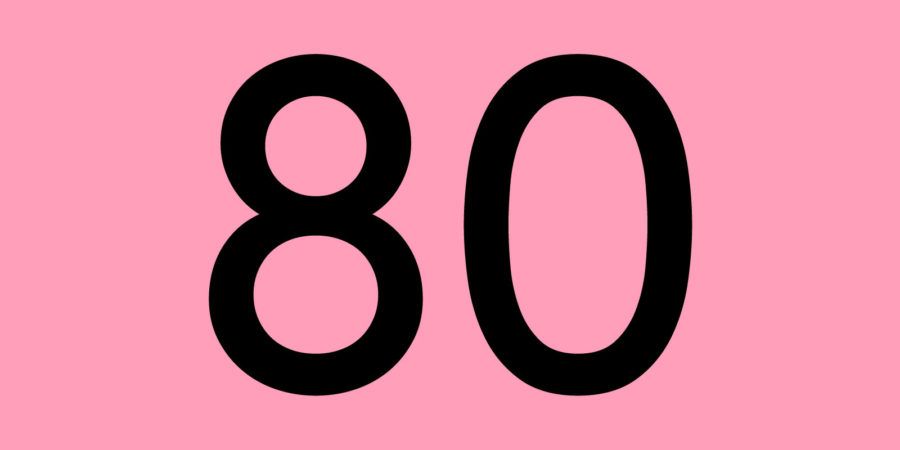 Le chiffre 80 noir sur fond rose