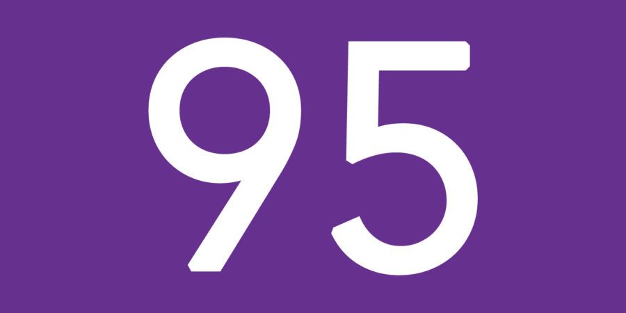 « 95 » blanc sur fond violet.