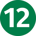 Cercle vert avec le chiffre 12 blanc à l'intérieur
