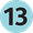 Le chiffre 13 noir est inscrit dans un cercle bleu clair.