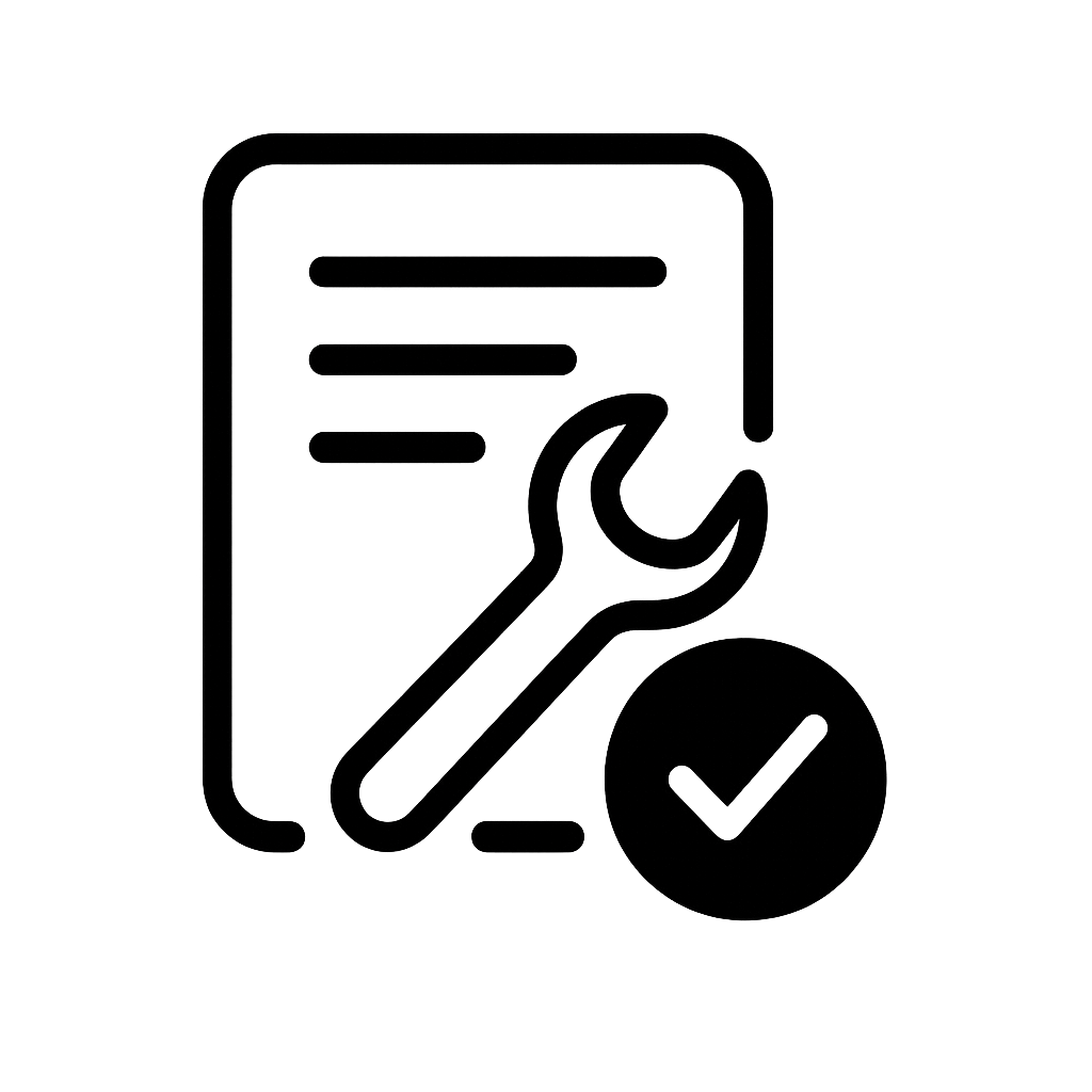 Document avec clé et coche, indiquant que l'installation ou la configuration est terminée.