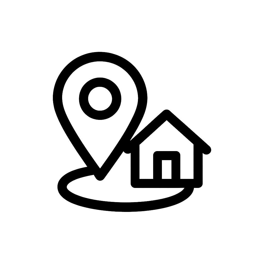 Épingle de localisation avec une maison, indiquant l'adresse du domicile.
