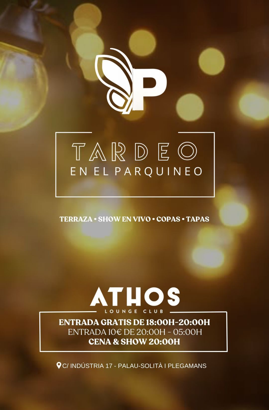 A poster for a restaurant called tardeo en el parqueo