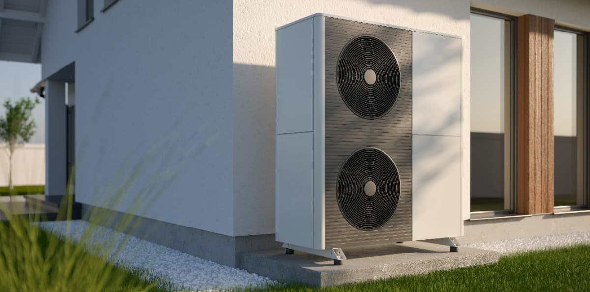 Pompe à chaleur à l'extérieur d'un bâtiment