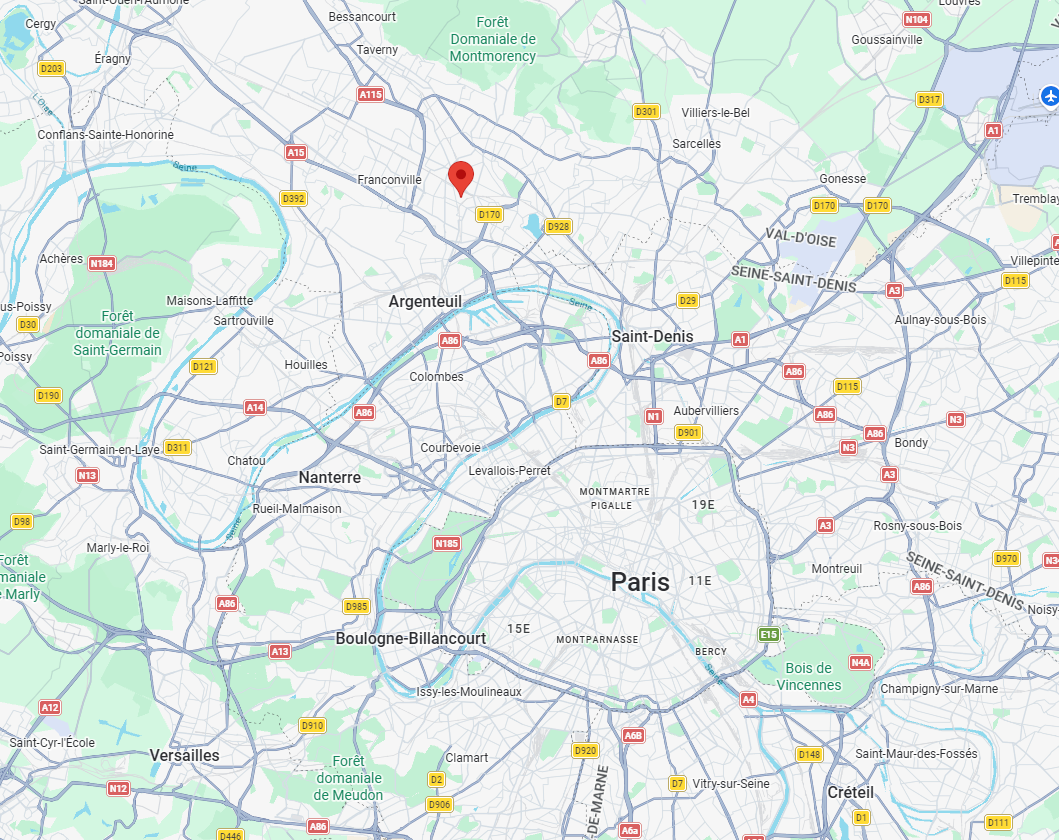 Carte pour situer le cabiunet du Dr Chauvin près de Paris.