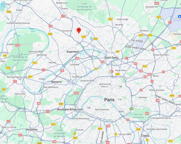 Carte pour situer le cabinet du docteur Chauvin, près de Paris.