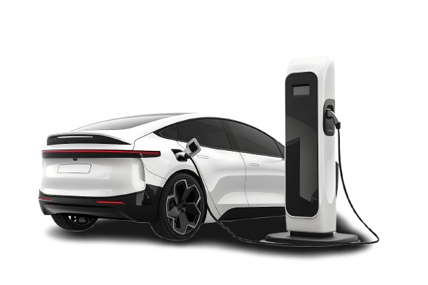 Voiture branchée sur une borne électrique