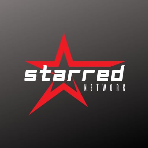 Un logotipo para una red destacada con una estrella roja.