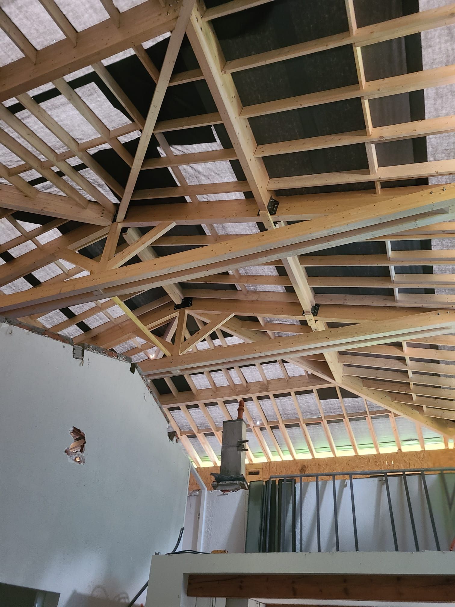 Charpente américaine, vue du dessous