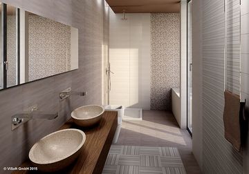 Ein Badezimmer mit zwei Waschbecken und zwei Spiegeln