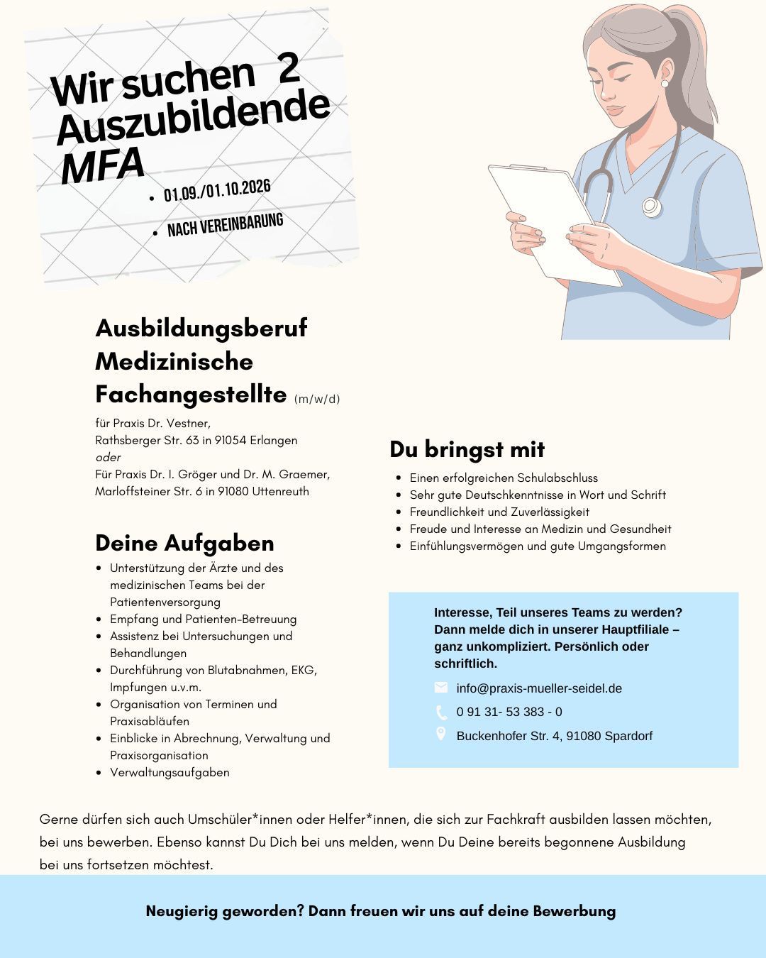 Stellenanzeige Azubi MFA