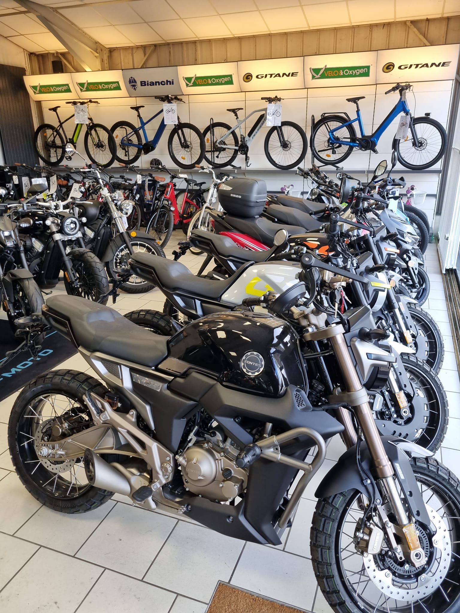 Vélos électriques exposés au mur