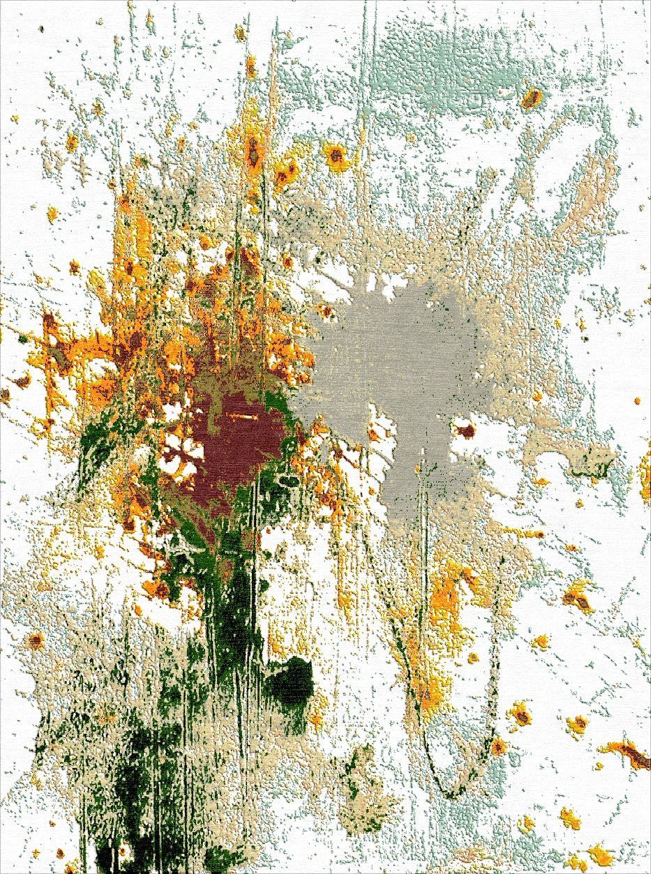 Heller Teppich mit Muster in grün und rot