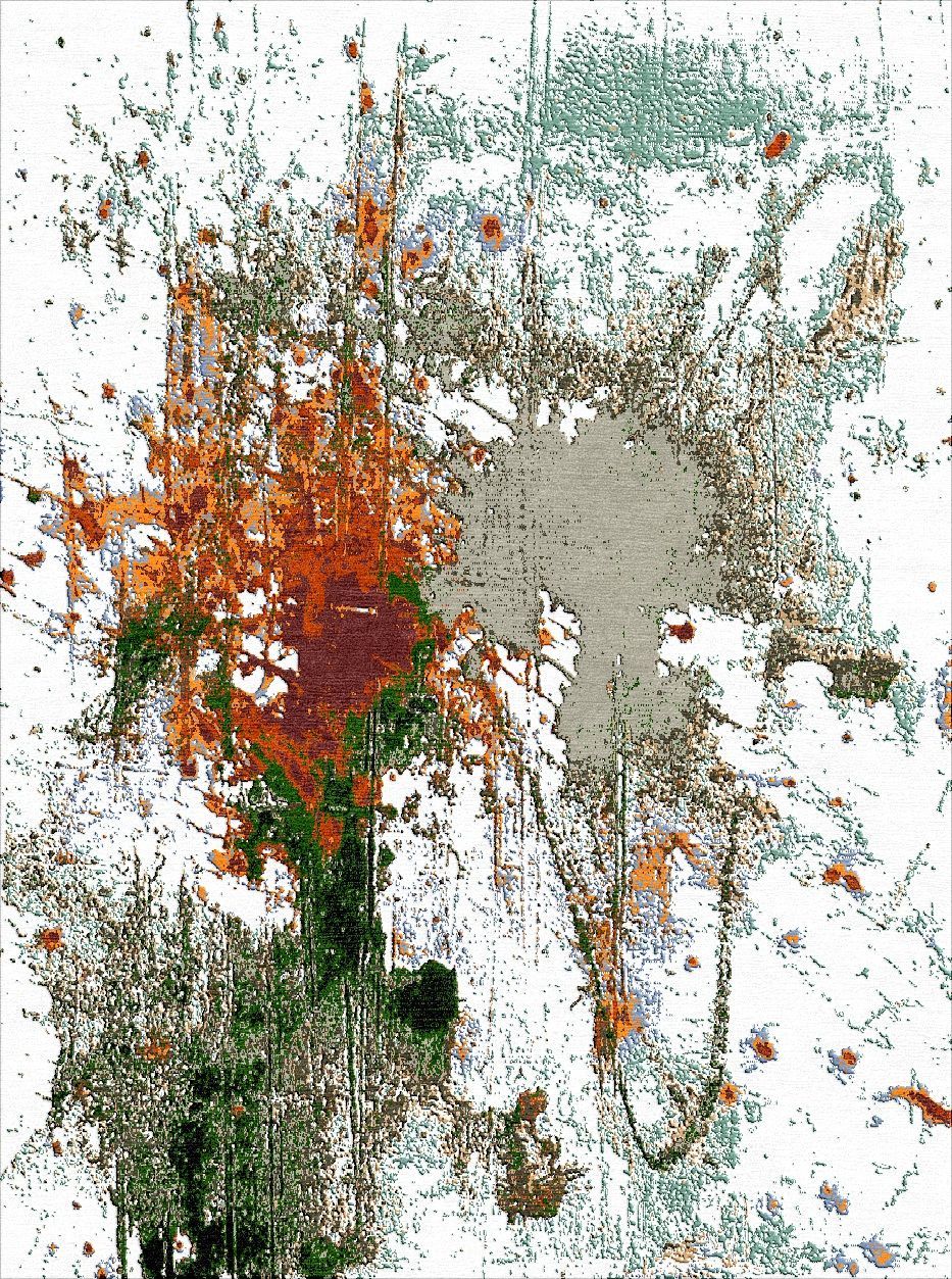 Heller Teppich mit Muster in grün und rot