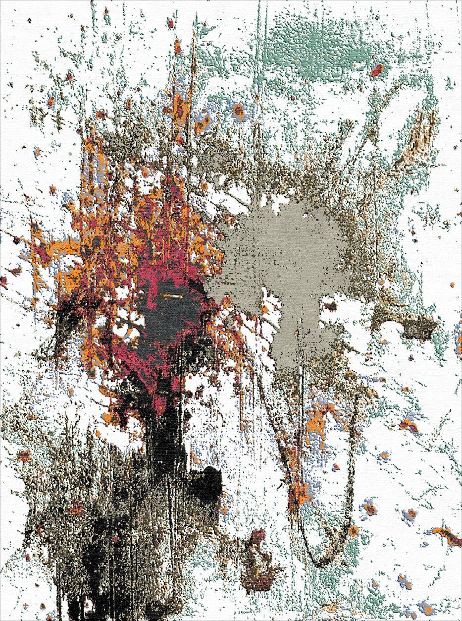 Heller Teppich mit Muster in grün und rot