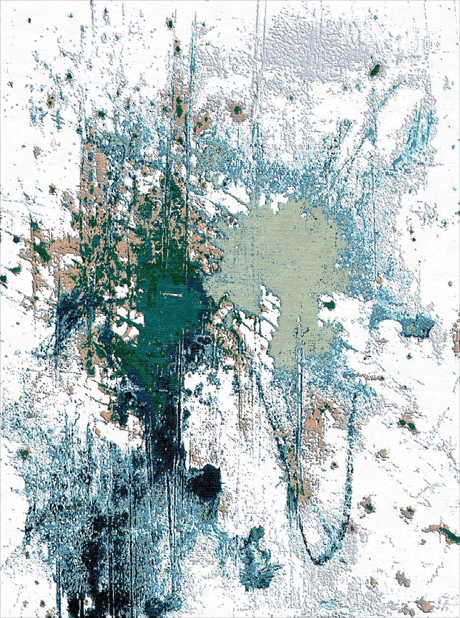 Heller Teppich mit Muster in blau und beige