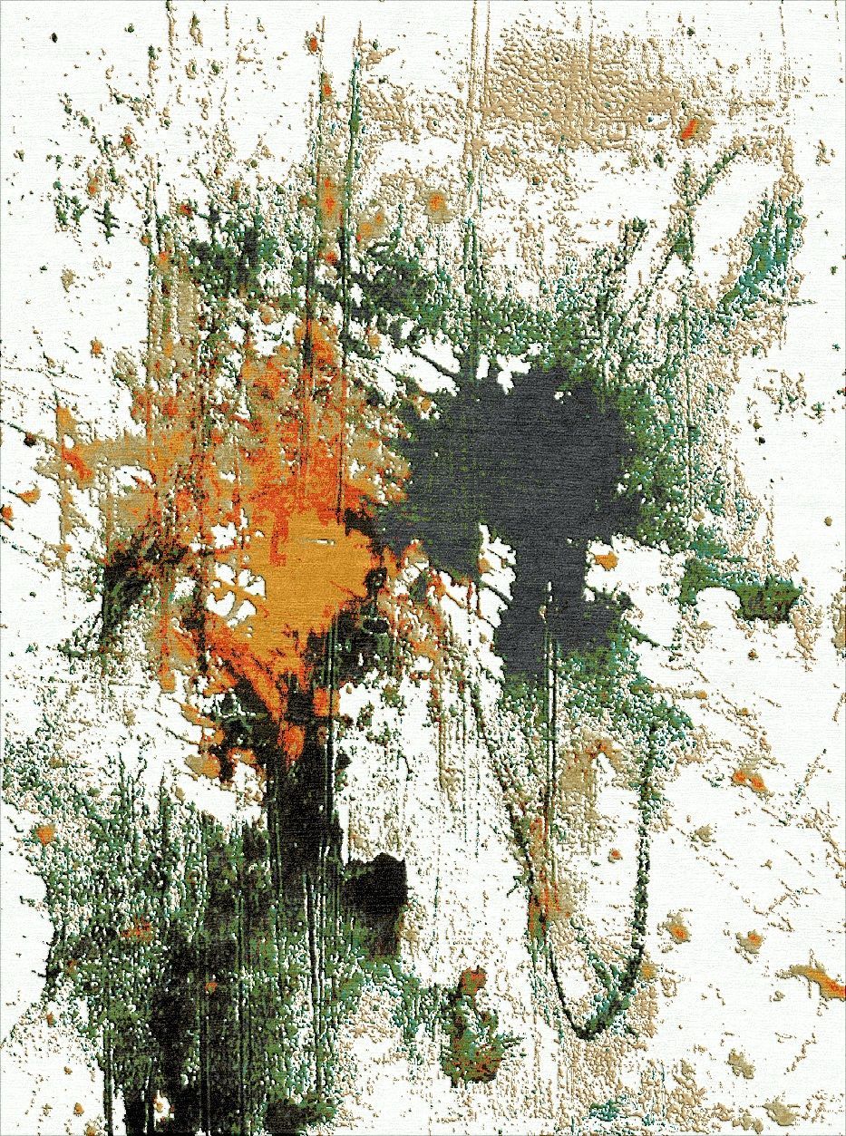 Heller Teppich mit Muster in grün und gelb