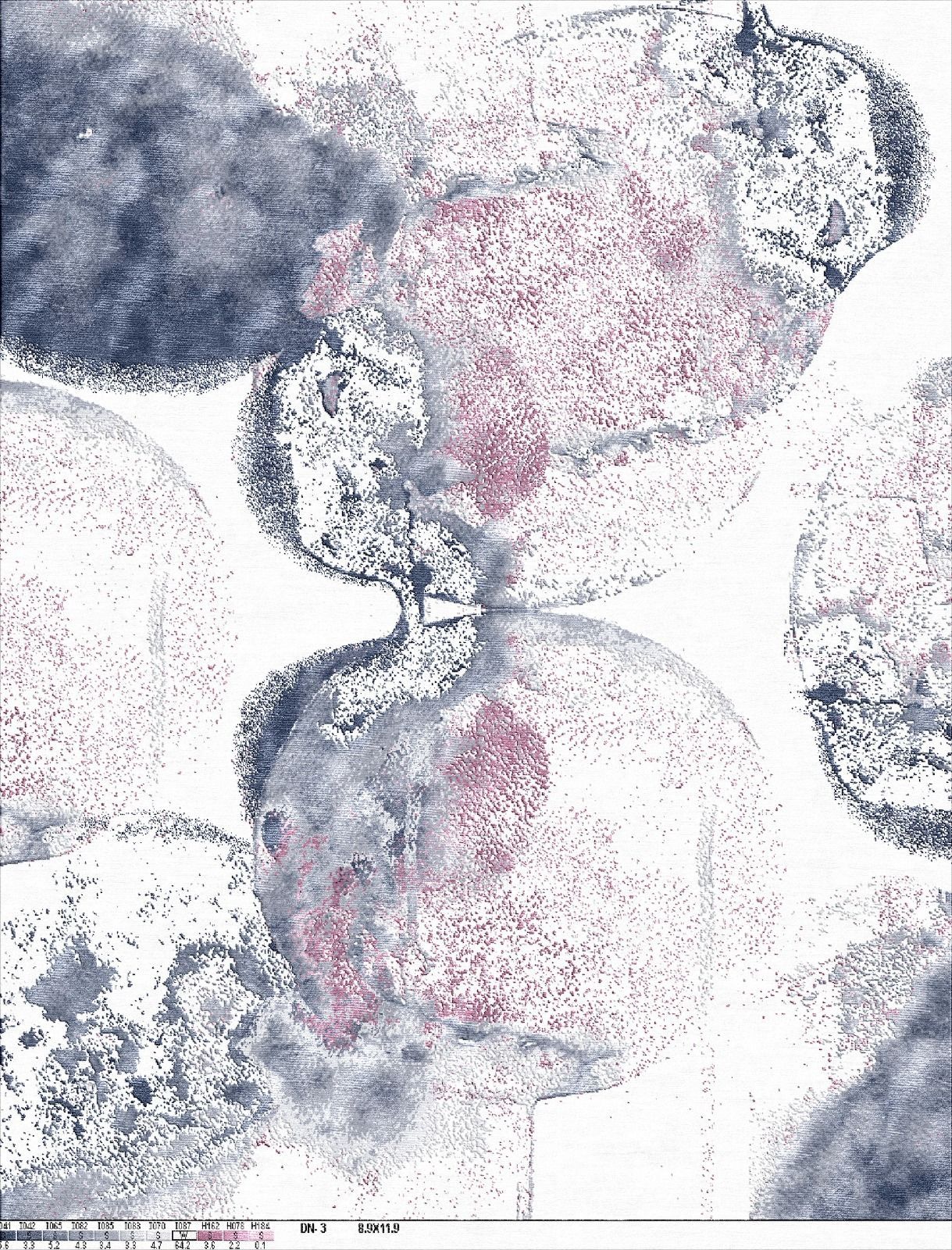 Heller Teppich mit Muster in blau und lila