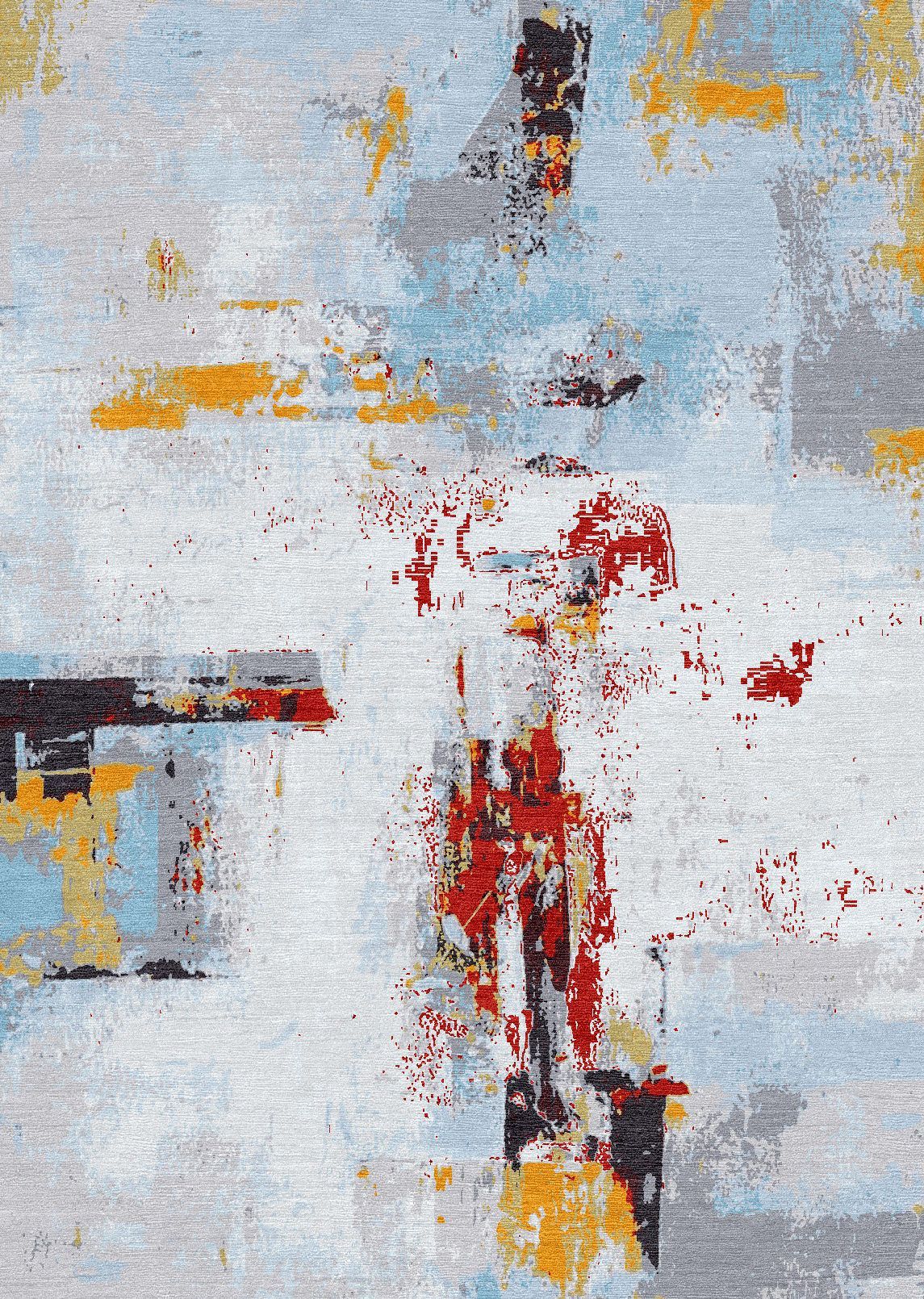 Teppich mit Muster in rot, gelb und grau