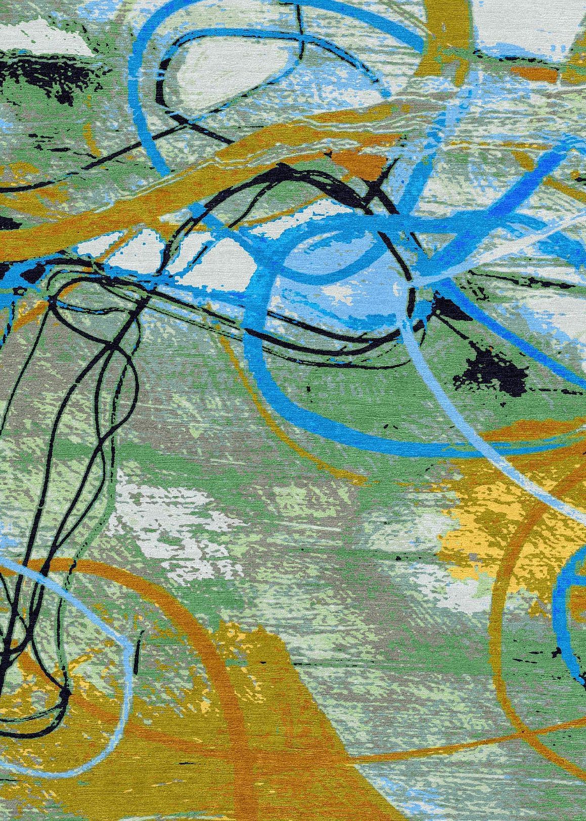 Teppich mit Muster in blau, gelb und grün