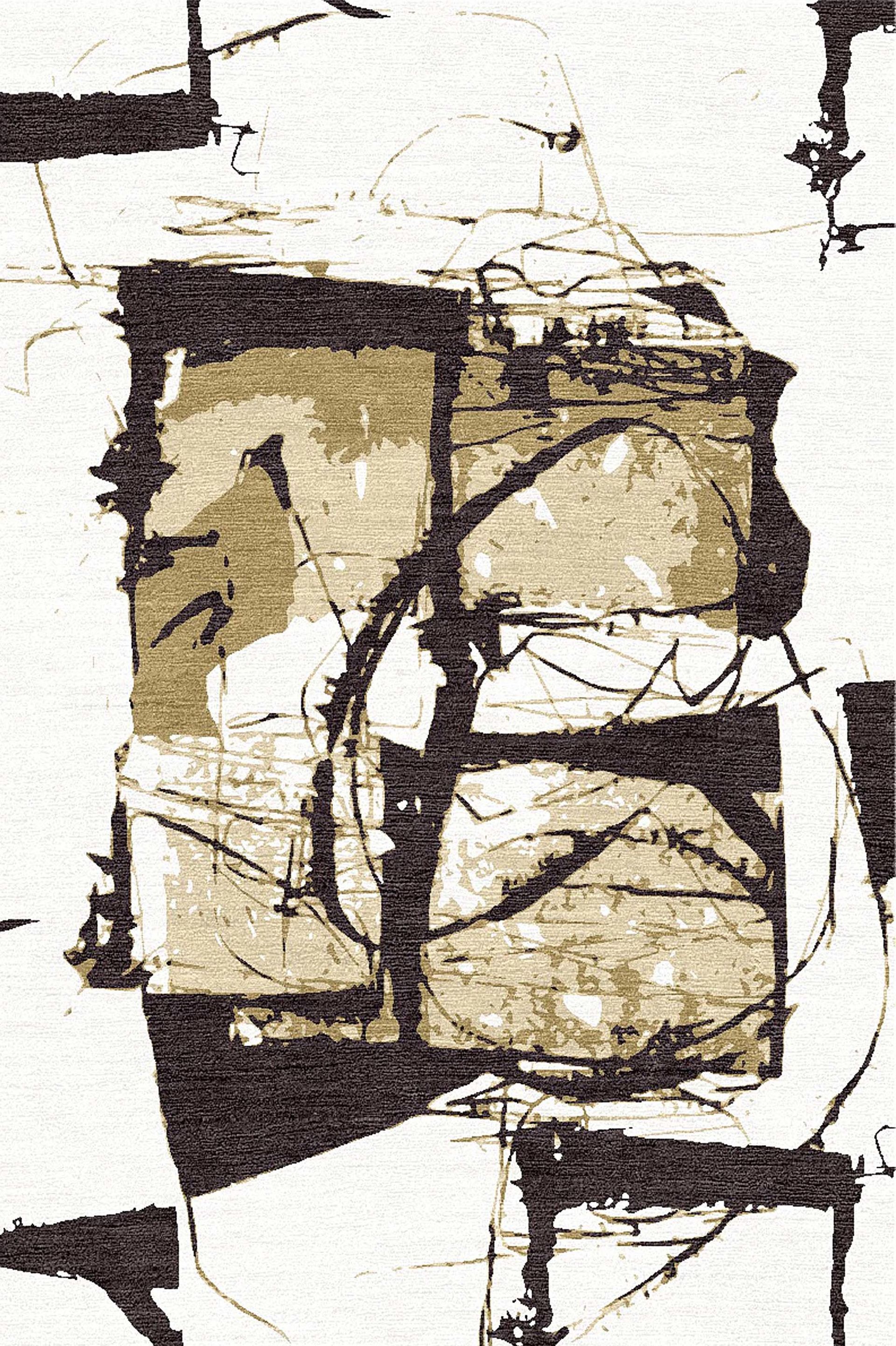 Heller Teppich mit Muster in beige und schwarz