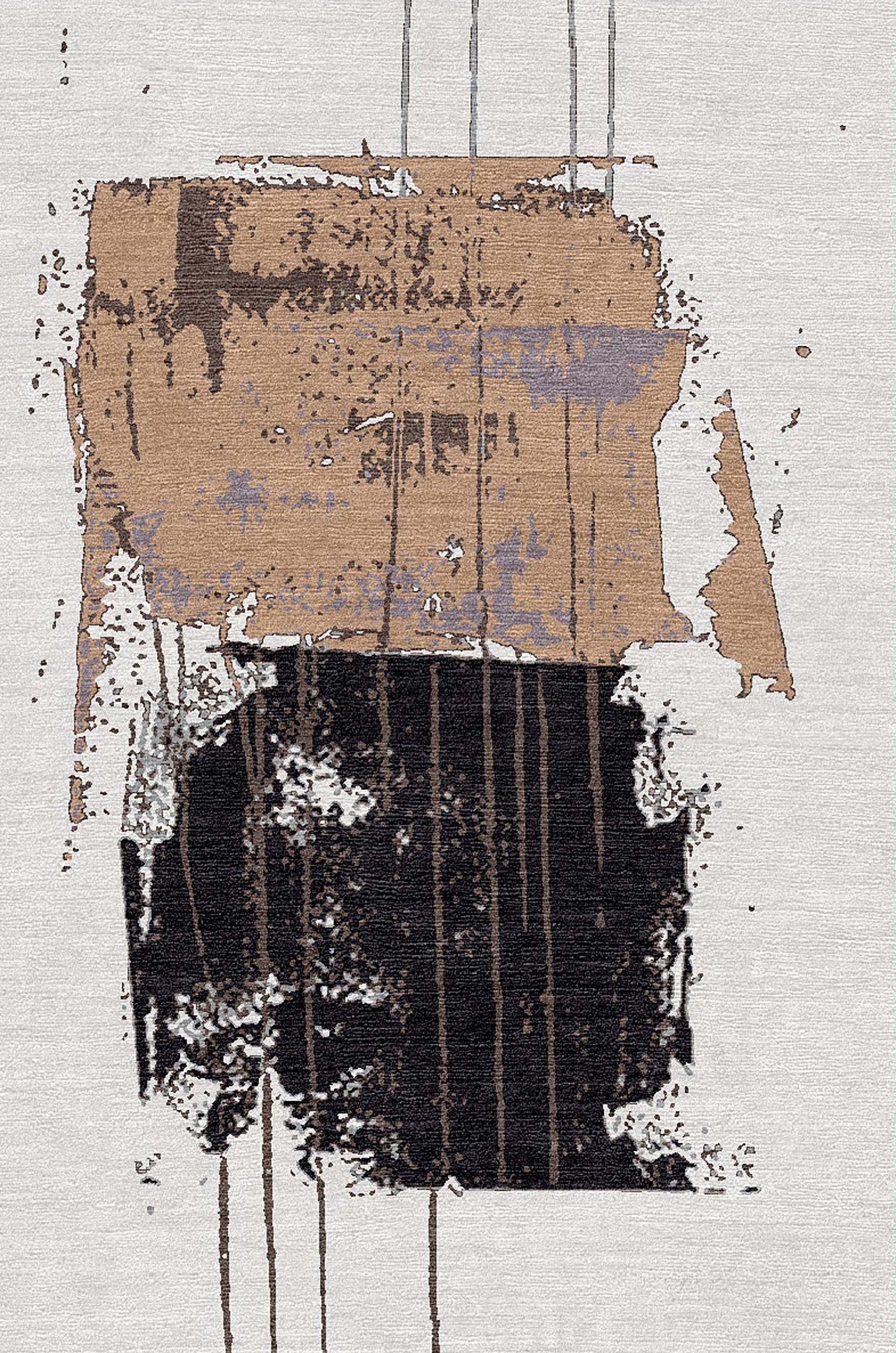 Heller Teppich mit Muster in beige und schwarz