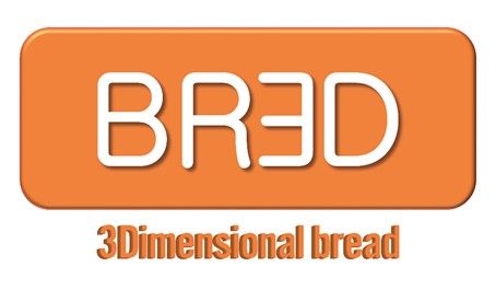 Ret&acirc;ngulo laranja com o texto branco "BR3D" e as palavras "P&atilde;o 3Dimensional" abaixo.