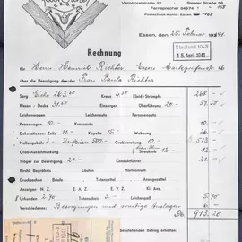 Rechnung alt | Bestattungsinstitut Heßbrügge | Essen