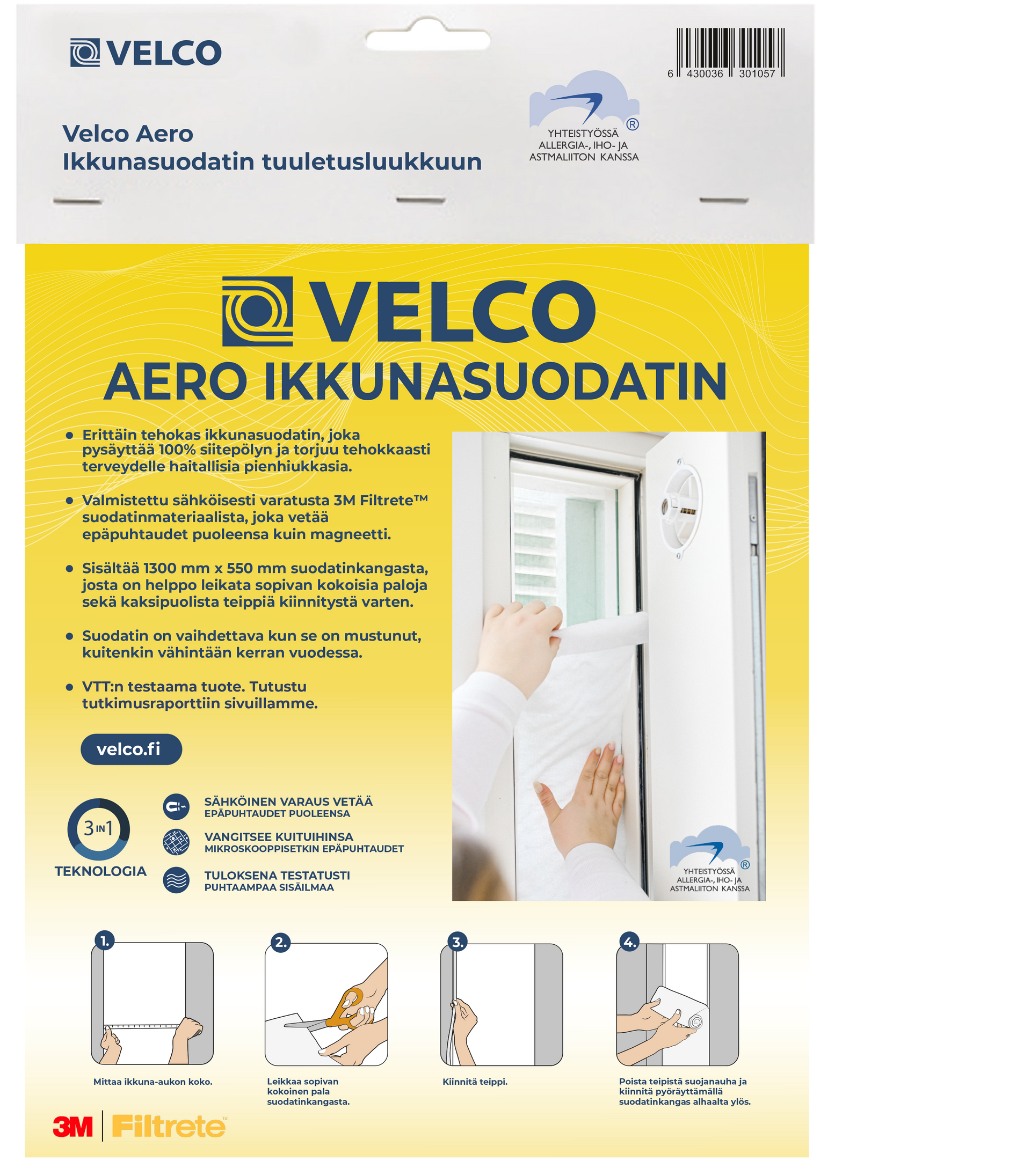 Suodatin tuuletusikkunaan
