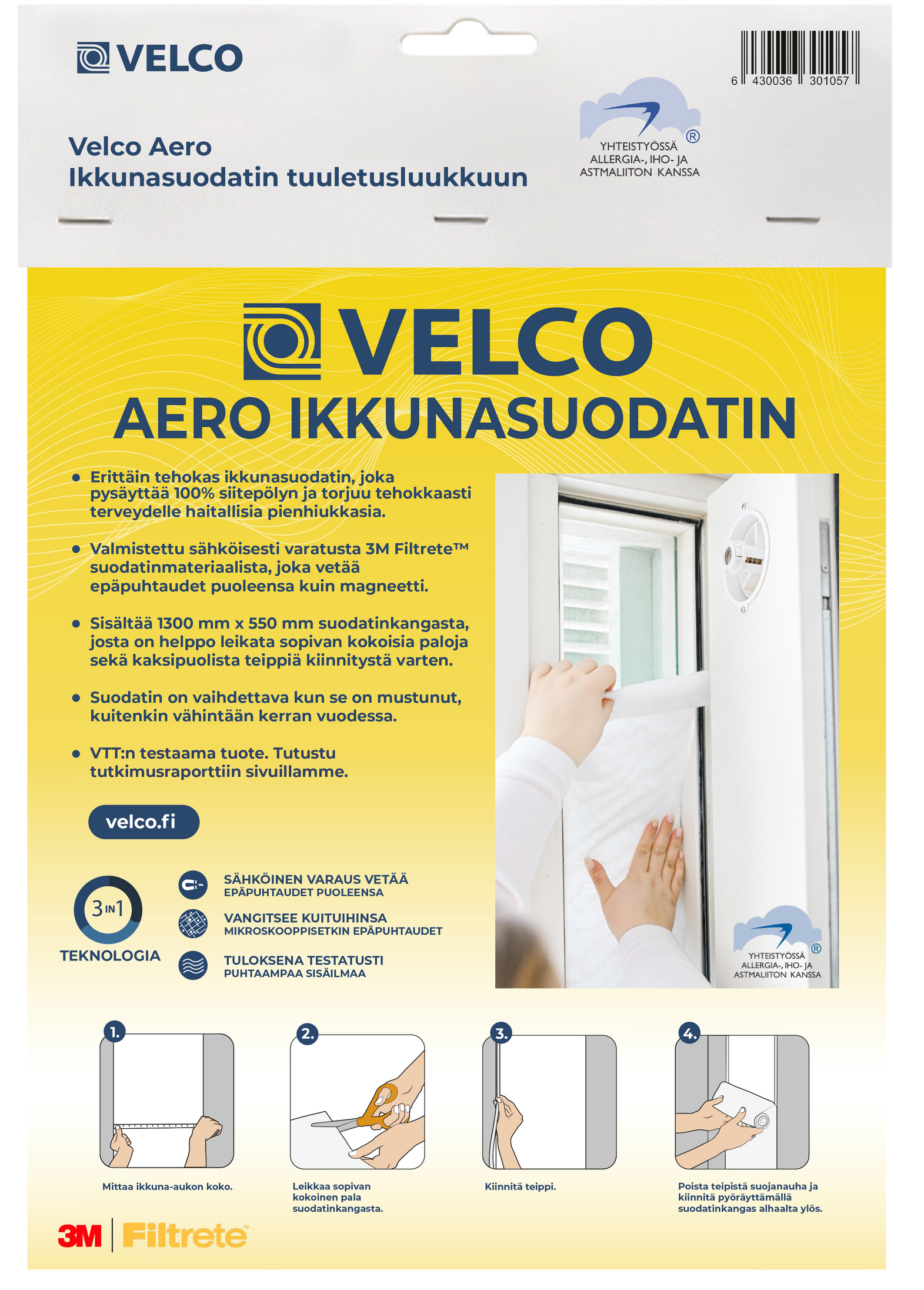 Suodatin tuuletusikkunaan
