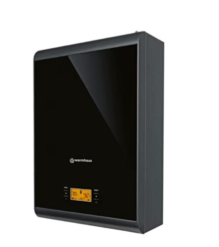 Una caja negra con una pantalla digital sobre un fondo blanco.